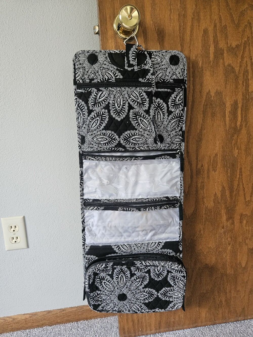 Vera Bradley Black & White Paisley-Print Hanging Toiletry Organizer